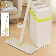 Floor Mop and Bucket Set, Flat Mop for Cleaning with Wringer, Self Clean Damp Mop and Bucket for Hardwood, Laminate, 2 in 1 Hands Free Mop with Washable Microfiber Pad for Wet & Dry Use