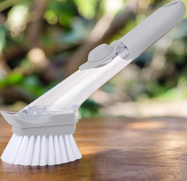 Liquid dispenser dish brush scrubber