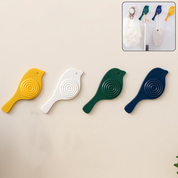 Bird Hook self Adhesive Hooks Wall Mounted Hook Shower Towel Hook Hat Hooks Rack Coat Hook Door Back Hook Adhesive Hooks for Wall Novelty Wall Hook (4 Pc Set)